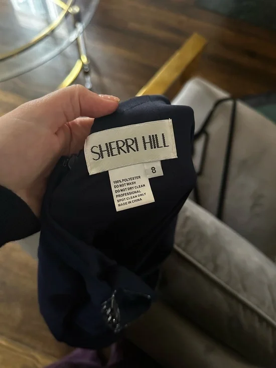 Prom Gown Sherri Hill 2 piece Navy Sequin 8 Mesh - Picture 8 of 8